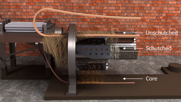 Simulation movie of flax scutching machine